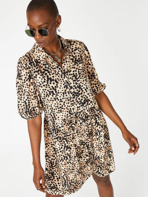 Leopard Print Mini Shirt Dress | Women ...